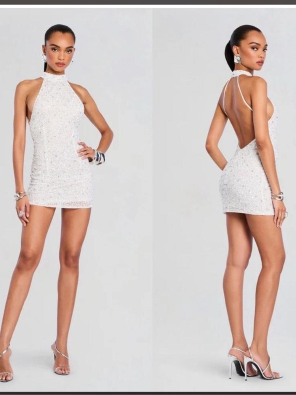 Retrofete Olivia Sequin Mini Dress in white